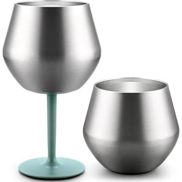 Imagem de Taça De Vinho/Gim Em Aço Inoxidável Com Haste Destacável, 360 Ml, Copo Térmico Com Base Antiderrapante, Perfeito Para Presente, Versátil Para Uso Doméstico, Eventos E Piqueniques (Prata)