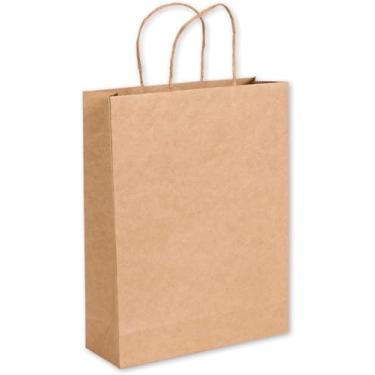 Imagem de Sacola De Papel PP 15x20x7cm 50und Kraft Monolúcido Com Alça Torcida Embalagem Fácil