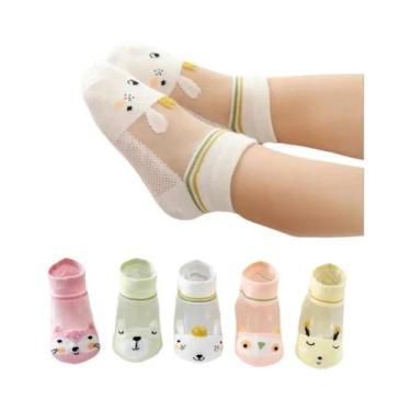 Imagem de Conjunto De 5 Pares De Meias Curtas De Malha Fina Para Meninos E Menin