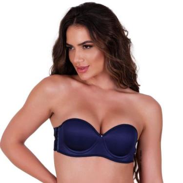 Imagem de Sutiã com Bojo sem Alça Frente Única Costa Nua - NAKA MODAS, GG, Azul