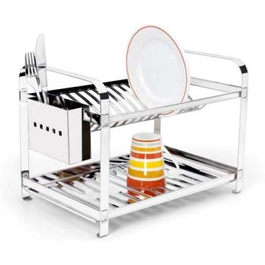 Imagem de Escorredor de Louça 16 Pratos Aço Inox MakInox Porta Talher Inox - Mak