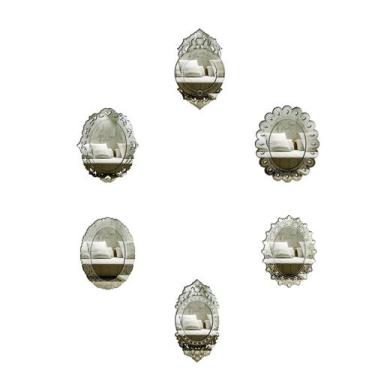 Imagem de Kit Espelhos Decorativos Venezianos  Pegui Bergamo 6 Peças - Creatus