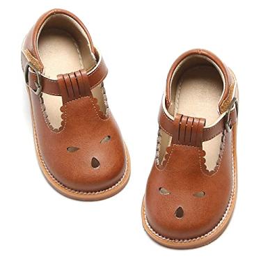 Imagem de Otter MOMO Sapato social feminino Mary Jane com tira em T uniforme escolar, D757-marrom, 5 Toddler