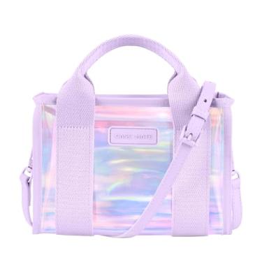 Imagem de Case-Mate Bolsa feminina com bolhas de sabão micro - Mini bolsa iridescente com alça transversal Jacquard - Bolsa pequena - Bolsa transparente resistente à água para chaves, telefone, carteira e