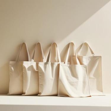 Imagem de Bolsa Sacola 30x30 Cm Ecológicas 100% Algodão Cru kit com 10 undiades