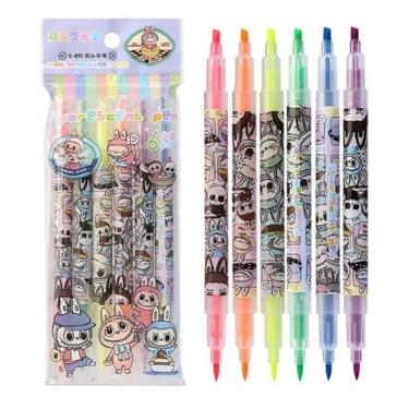 Imagem de Marca Texto Ponta Dupla Animado Cute Conjunto - lider papelaria
