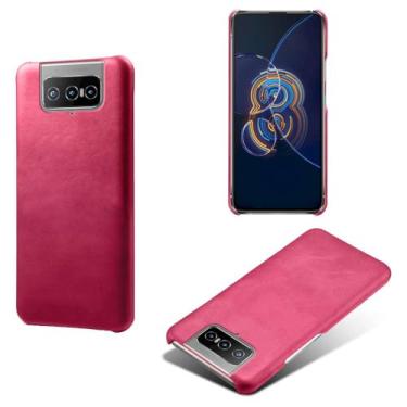 Imagem de Capa para Asus ZenFone 8 Filip,Proteção contra quedas,Casca de volta de cor sólida simples,Design de couro de imitação de plástico-Rose