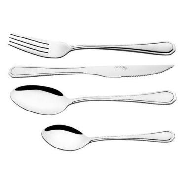 Imagem de Jogo Garfo Faca Inox 24 Peças Bar restaurante Buffet Talheres Faqueiro