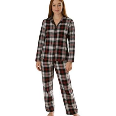 Imagem de Pijama Feminino Manga Longa Na Flanela - Organiky, Xadrez Branco, P
