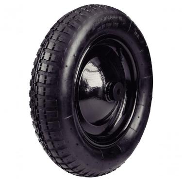 Imagem de Roda Metálica Para Carrinho De Mão Tramontina Com Bucha Plástica E Pneu Com Câmara 3.25-8"