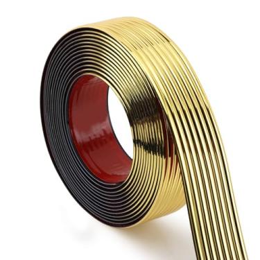 Imagem de Soengsau Acabamento dourado brilhante para moldagem de parede, 400 cm C x 4,8 cm L x 4,5 cm L Protetores de canto, proteção e decoração para bancadas, armários de móveis e mesas