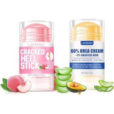 Imagem de DENESTUP 2 unidades de creme de ureia 60% para pés e pele seca rachada, calcanhar rachado, força máxima, hidratante para pés e mãos, cremes reparadores para pés secos, joelho, cotovelo e mão