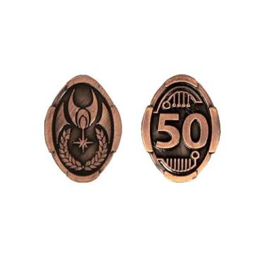 Imagem de The Broken Token - 50 Credit Copper Sci-Fi Coin - Fantasy Coins 30mm Metal Novelty Coins - Cosplay and TTRPG Game Pieces - Pack of 10