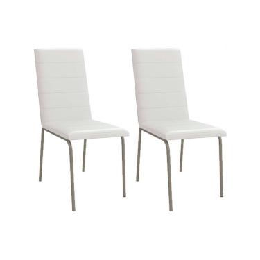 Imagem de Cadeira de Cozinha Amsterdã 2C091 Aço Kit 2 Uni Niquel/Courano Branco - Kappesberg