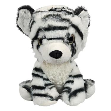 Imagem de Tigre De Pelúcia Safari Sentado Olho Brilho 24cms Tuka Toy (Branco)
