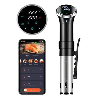 Imagem de SURLABA Fogão Sous Vide WiFi, fogão de precisão de 1100 W, máquina de cozinhar em banho de água lenta com faixa de temperatura de 25 a 95 °C e controle de temporizador, circulador de imersão térmica