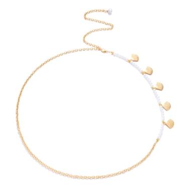 Imagem de Conjunto de correntes de contas de cintura boho estilo colorido concha do mar verão corrente de barriga africana cintura elástica para perda de peso correntes corporais joias de biquíni para mulheres