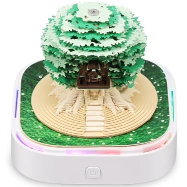 Imagem de Calendário 2025, bloco de notas estéreo para casa na árvore, calendário de mesa 3D 2025, bloco de notas artístico em papel 3D removível com luzes LED, calendário de mesa criativo, bloco de notas DIY