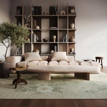 Imagem de Nuloom Zanessa Floral & Paisley 2,5 m x 3,5 m lavável à máquina tapete para sala de estar, quarto, sala de jantar, bege