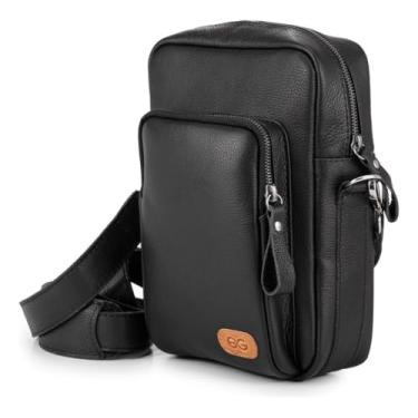 Imagem de Bolsa Transversal Masculina Em Couro Legítimo Compacta(Preto)