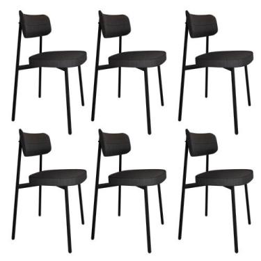 Imagem de Conjunto 6 Cadeiras de Jantar Alloa Corriente Est.Preta - Metalig