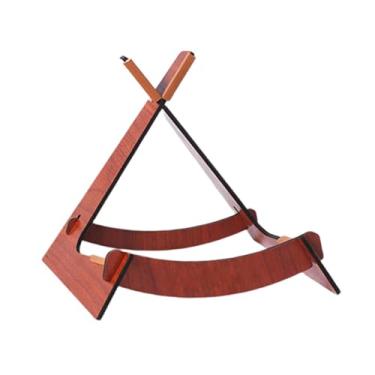 Imagem de KiBcsLic Suporte de guitarra de madeira Suporte de violino com tubo de silicone de armazenamento universal resistente de violino para banjo Ukulele clássico, Cor de Madeira Clara