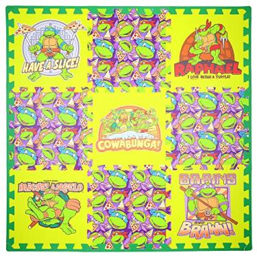 Imagem de Tapete de espuma infantil Tartarugas Ninja Teenage Mutant, quebra-cabeça, antiderrapante, multi, 91 x 91 cm, 9 azulejos