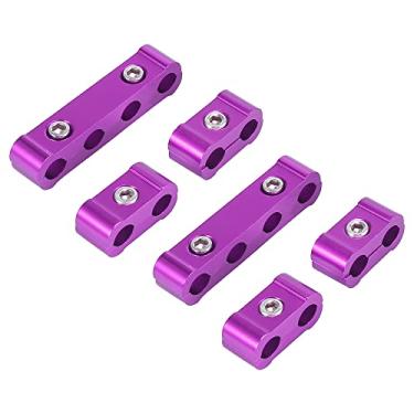 Imagem de X AUTOHAUX 2 conjuntos 8 mm motor carro vela de ignição separador de fios teares divisor organizador braçadeira liga de alumínio roxo