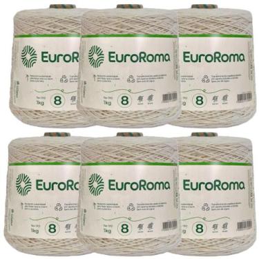 Imagem de Kit 6 Barbantes Euroroma Cru 1 Quilo Fio Número 8 para Confecção de Ta