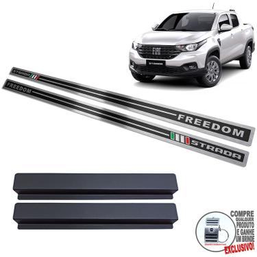 Imagem de Soleira Aço Inox Fiat Strada Freedom Preto Alto Relevo