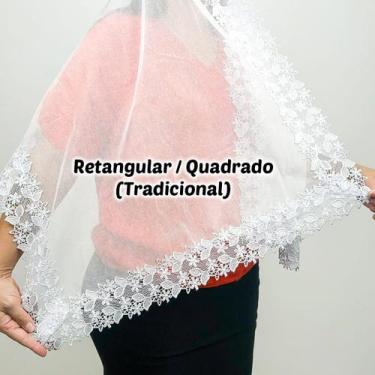 Imagem de Véu Ccb Adulto Renda Guipir Floral Média Congregação Cristã no Brasil 