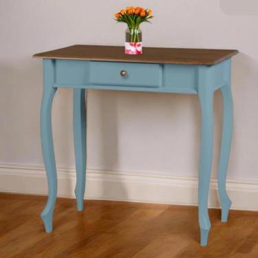 Imagem de Aparador para Sala com Pés Luiz XV e 1 Gaveta - Azul Céu Laca com tamp