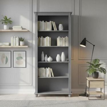 Imagem de Estante para Livros de Madeira 4 Prateleiras Pés Torneados Sevilha - C