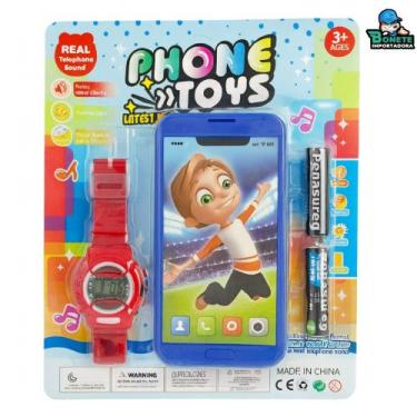 Imagem de Brinquedo Celular e Relógio Infantil com Som Real e Luz - Toy King, Ve