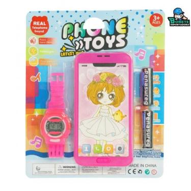 Imagem de Brinquedo Celular e Relógio Infantil com Som Real e Luz - Toy King, Ro