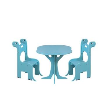 Imagem de Mesa 2 Cadeiras Dino Infantil MDF Segura Criança Brincar - Conjunto In