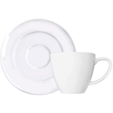 Imagem de Xícara e pires para café em porcelana, modelo Versa, 100 ml, Germer, Branco