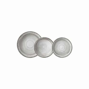 Imagem de Serviço de 18 Peças com Bowl Multiuso em Porcelana, Modelo Redondo Oca, Decoração Esfera Cinza, Porcelana Schmidt