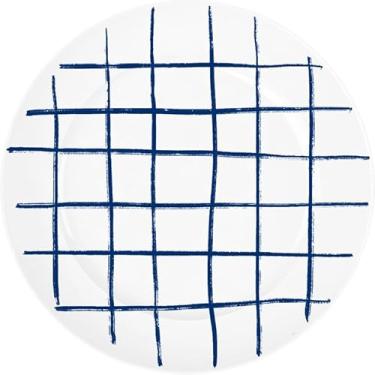 Imagem de Germer, Prato de sobremesa em porcelana, modelo Versa, No Fundo do Prato, Ø 21,5 cm,Branco com detalhes em azul