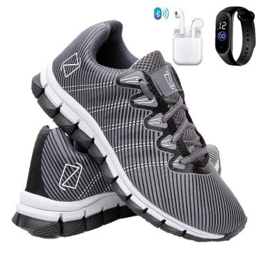 Imagem de Tênis Masculino Para Corrida Academia Caminhada Confortável Super Leve com Fone e Relógio-Masculino