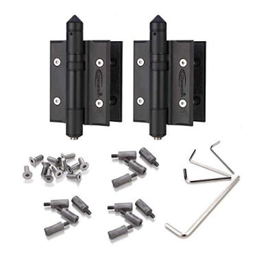 Imagem de Dobradiças de portão de fechamento automático de 15 cm, cerca de madeira resistente, preto fosco, superfície completa, pacote com 2 - K51P-600-A2-SA.SA1 | Dobradiças Waterson