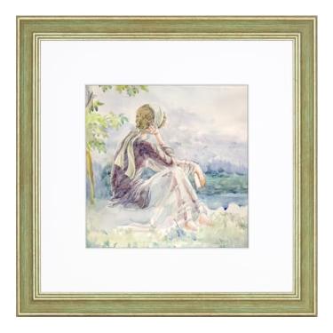 Imagem de Porta-retrato de 30 x 30 cm com tapete para 20 x 20 cm, moldura quadrada vintage ornamentada de 30 cm x 30 cm com acrílico para exibição de mesa, decoração de casa de fazenda rústica envelhecida com