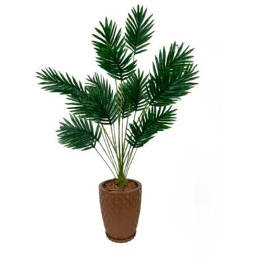 Imagem de Palmeira Artificial Grande Com Vaso Polietileno Completo(Vaso Marrom + Palmeira)