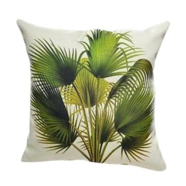 Imagem de Capa de Almofada Decorativa Linho e Veludo 45x45 cm Design Moderno Zíper Resistente (Planta linho)