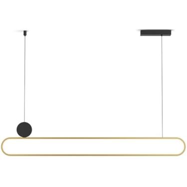 Imagem de Luminária pendente suspensa ilha contemporânea linear preta dourada lustre linear moderno de meados do século regulável LED industrial luminária suspensa de teto para mesa de jantar ilha de