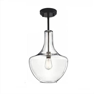 Imagem de Luminária retrô, luminária pendente de teto de vidro pós-moderna nórdica, luminária pendente decorada com cúpula de vidro transparente, lustre de vidro brilhante, luminárias de cor clara, il