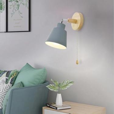 Imagem de E27 Luzes de parede com interruptor de cabo de puxar Arandela de parede interna moderna 350° Corpo de lâmpada giratória de metal luminária de cabeceira lâmpadas de parede para quarto sala de estar