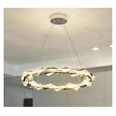 Imagem de Lustre de cristal de luxo moderno LED para sala de estar, quarto, sala de jantar, cozinha, villa, redondo, cromado, lâmpada de cristal, luz pendente, lâmpadas de lustre