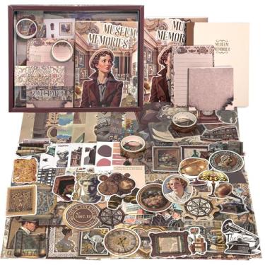 Imagem de Kit de materiais para álbuns, kit de álbum de recortes vintage de estética de museu para Bullet Junk Journal A6 Grid Notebook Papelaria Materiais de Diário Faça Você Mesmo Artesanato Aniversário