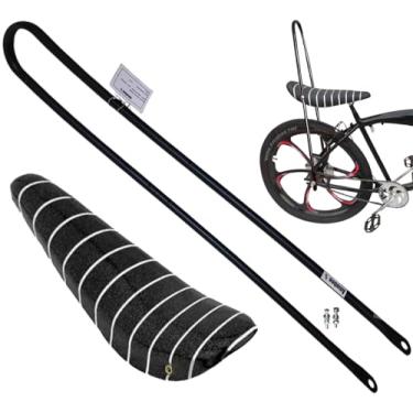 Imagem de Assento de bicicleta longo Sissy Bar encosto alto 96,5 cm assento de bicicleta banana selim de bicicleta com suporte completo em U kit de bicicleta suporte de bicicleta suporte traseiro substituição